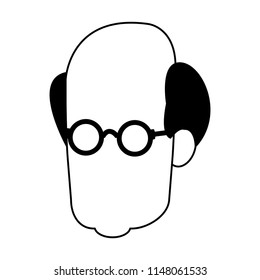 Man faceless head in black and white