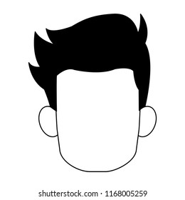 Man faceless head in black and white