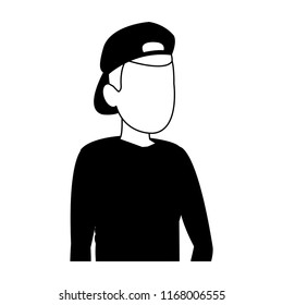 Man faceless head in black and white