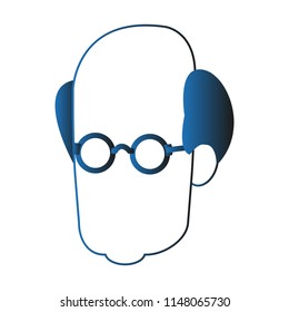 Man faceless head in blue lines