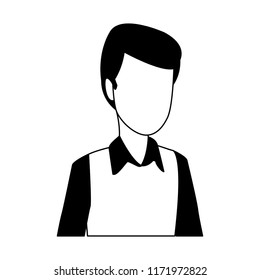 Man faceless profile in black and white