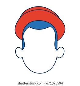 man faceless wearing glasses blue hair in white background