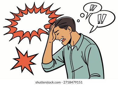 Mann facepalm Geste in einer sauberen Vektorgrafik. Geeignet für emotionale Designs, Meme und reaktionsorientierte Projekte.