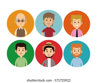 man faces different circle icons