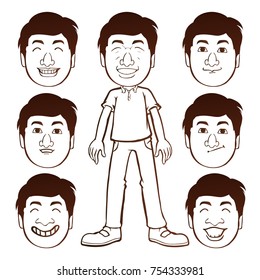Man faces with different expressions