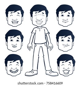 Man faces with different expressions