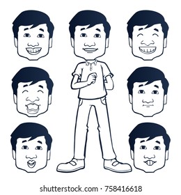 Man faces with different expressions