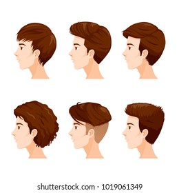 Man Faces With Different Hairstyles Set, Facial, Skin, Treatment, Beauty, Cosmetic, Makeup, Healthy, Lifestyle