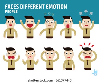 man faces showing different emotions.
Illustration isolated on white background