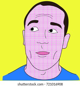 man facial expression in pop art style