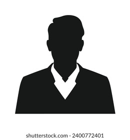 Man Facial Expressions with Disinterested mood, simple flat black and white icon Silhouette, face Male Vector Simple.