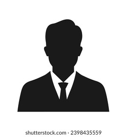 Man Facial Expressions with Insecure mood, simple flat black and white icon Silhouette, Mood face Icon Flat.