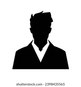 Man Facial Expressions with Intrigued mood, simple flat black and white icon Silhouette, Artistic Human Icon Logo.