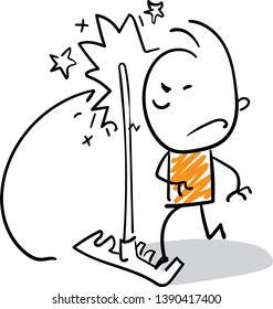 Man failure - got in trap - - isolated vector illustration outline hand drawn doodle line art cartoon design character.
