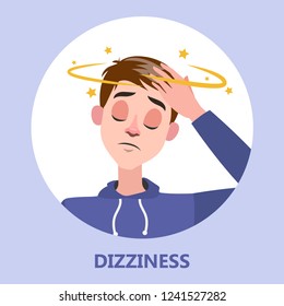 Man fainting. Symptom of disease. Sick person with dizziness. Isolated flat vector illustration