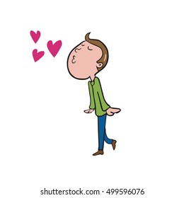 Man fall in love cartoon drawing