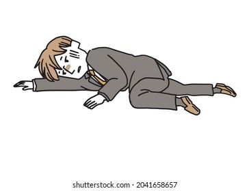 A man in a fallen suit