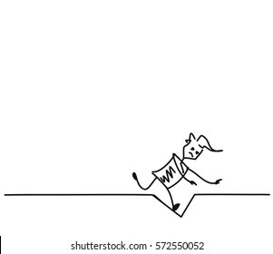 Man falling, Cartoon Hand Drawn Sketch Vector illustration.