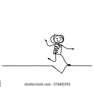 Man falling, Cartoon Hand Drawn Sketch Vector illustration.