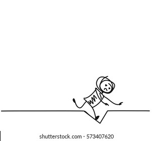 Man falling, Cartoon Hand Drawn Sketch Vector illustration.