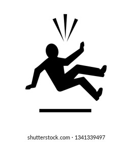 Man falling down from height vector pictogram isolated on white background