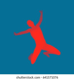 Man falling down. Jumping Man. 3D Model of Man. Sport Symbol. Design Element. Vector Illustration. 