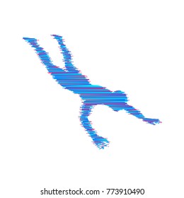 Man falling down. Jumping man. 3D model of man. Element for sport design. Vector illustration. 