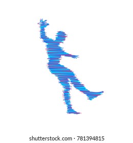 Man falling down. Jumping man. 3D model of man. Element for sport design. Vector illustration. 