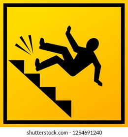 Man falling down the stairs vector sign illustration isolated on white background