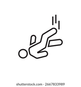 man falling icon outline editable stroke line drawing eps