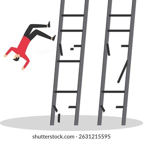 Hombre cayendo de la escalera, concepto de riesgo, accidente, Vector de seguro, concepto de riesgo comercial o concepto de accidente

