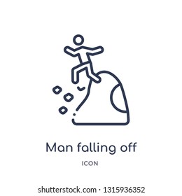 man falling off a precipice icon from sports outline collection. Thin line man falling off a precipice icon isolated on white background.