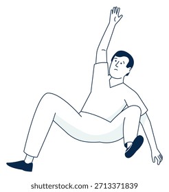 Un hombre está cayendo y extendiendo la mano