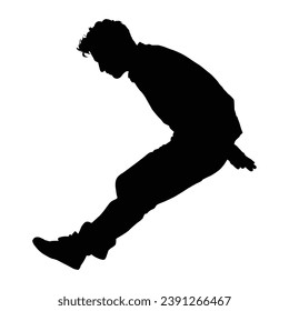 Man Falling Silhouette on White.