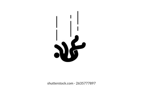a man falling from sky,  black isolated silhouette