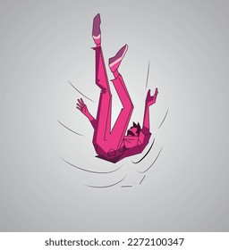 Man falling from the sky, minimal Vector illustration, Man falling cartoon