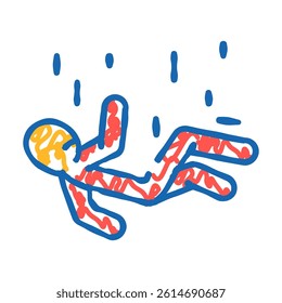 man falls accident doodle icon sketch vector. man falls accident sign. isolated symbol illustration