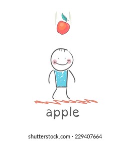 man falls down an apple