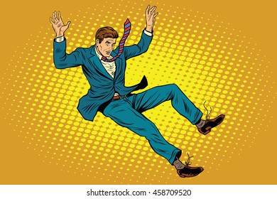 Man falls down from a height, pop art retro vector illustration
