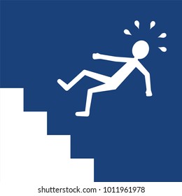 man falls down the stairs, simple illustration 
