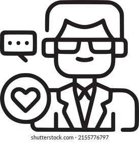 Un hombre cae en el icono del vector de amor, el icono del hombre pensante. EPS