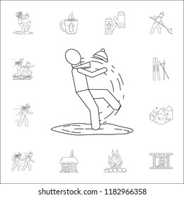 man falls on ice icon. Winter icons universal set for web and mobile