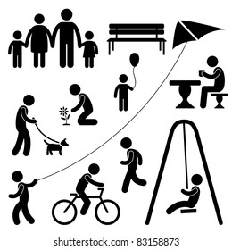 Man Family Children People Garden Park Activity Sign Symbol Pictogram Icon