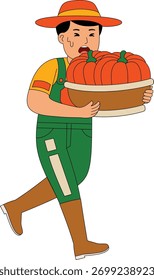Ilustración vectorial de actividad del agricultor hombre