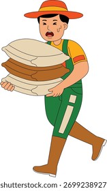 Ilustración vectorial de actividad del agricultor hombre