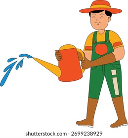Ilustración vectorial de actividad del agricultor hombre
