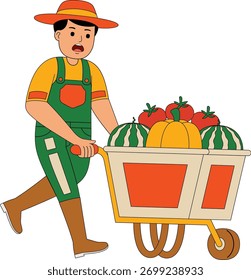 Ilustración vectorial de actividad del agricultor hombre