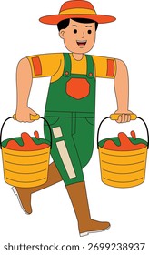 Ilustración vectorial de actividad del agricultor hombre