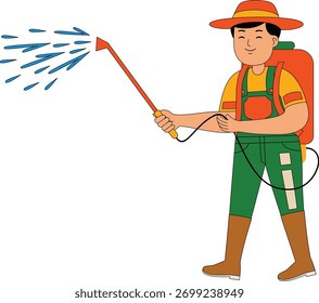 Ilustración vectorial de actividad del agricultor hombre