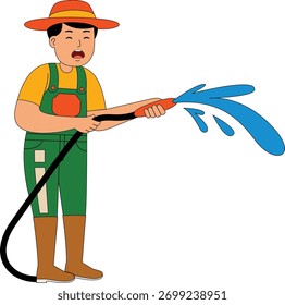 Ilustración vectorial de actividad del agricultor hombre